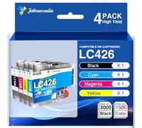 LC426 Cartouche d'encre pour MFC-J4340DW MFC-J4540DW MFC-J4335DW, Lot de 4 | LC 426 Compatible pour Brother LC426VAL LC426XL pour MFC-J4535DW MFC J4540DW J4535DW J4335DW J4340DW, Noir Cyan Magenta Jaune