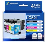 LC521 LC521VAL Cartouche d’encre pour DCP-J1460DW DCP-J1360DW, Lot de 4