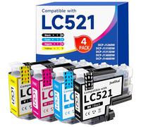 LC521 LC521XL Cartouches d'encre avec Brother LC521 LC521VAL Multipack | Haut Rendement, Compatibles pour Brother DCP-J1310DW DCP-J1460DW DCP-J1260W DCP-J1313DW DCP-J1360DW, Pack de 4
