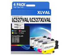 Cartouches LC527 LC527VAL LC527XLVAL Duckerpatronen Multipack Kompatibel pour LC 527 LC-527XL pour Brother MFC-J4550DW MFC-J4350DW MFC 4350DW 4550DW DW Cartouches (4 Paquets Noir Cyan Magenta Jaune)