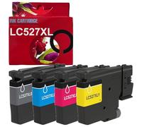 LC527XL Lot de 4 cartouches d'encre pigmentée multicolore compatible avec Brother LC527XLBK LC527XLC LC527XLM LC527XLY