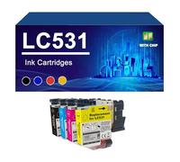 LC531 Cartouches d'encre Compatibles pour Imprimantes pour Brother DCP-J1260W 1310DW J1360DW, 250/ 200 Pages,LC531-1 Set