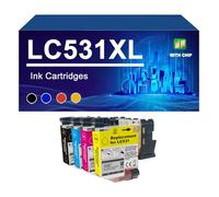 LC531XL Cartouches d'encre Compatibles pour Brother DCP-J1260W 1310DW DCP-J1360DW Imprimantes, Haut Rendement 500 Pages,LC531XL-1 Set