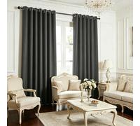 LCAIHONG Rideau Occultant 240 x 240 cm Thermiques Anti Froid Rideaux pour Salon et Chambre Tenture Opaque à Oeillets, Isolant Anti-Bruit pour Chambre Fenêtre Salon Coucher, Gris Foncé
