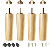 LCANALLYMS Pieds de Meubles, 4 Pieds en Bois for, Tables et armoires, Massif ou comptoir Planches, d'hévéa, avec boulons filetés M 8(20 cm/7.9 in)