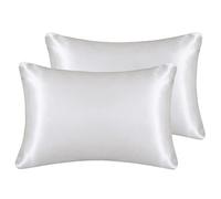 LCBD Lot de 2 taies d'oreiller en satin soyeux pour enfant avec fermeture à enveloppe, 33 x 45,7 cm, ivoire