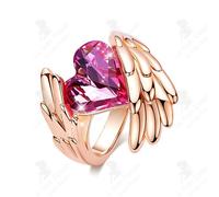 LCC® Bague Ailes d'Ange Rose Dignité Luxe Femme Saint-Valentin Cadeau Fête des Mères Cristal Amour Doigt Joint Bijoux Cadeau