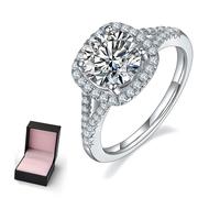 LCC Bague moissanite en argent sterling 925 plaquée 18 carats moissanite à deux bras enveloppée de carrés de mode européennes gift 12