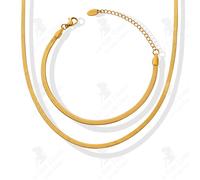 LCC® Blade Chain Hundred Chaine en Or 18K Os de Serpent Collier Bracelet Bijoux Spice Girl Cadeau d'Anniversaire pour Copine