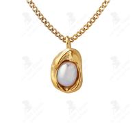 LCC® Collier avec incrustation de perles dorées Chaîne Cuba Collier à pendentifs avec incrustation de perles d'eau douce naturelles