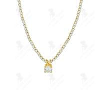 LCC® Collier avec pendentif en diamant simple, chaîne en pierre blanche, micro-set, titane, acier plaqué or 18K, bijoux de collier