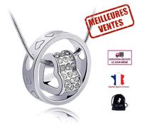 LCC® Collier bijoux femmes filles anneau coeur fantaisie cristal swarovski diamants en strass Plaqué Cuivre blanc cadeau st