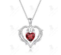 LCC® Collier coeur de gardienne S925 collier en argent sterling collier pendentif rubis romantique digne pour épouse petite amie