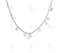 LCC® Collier femme argent 925 goutte d'eau collier zirconia rond collier femme design mode simple tempérament chaîne clavicule