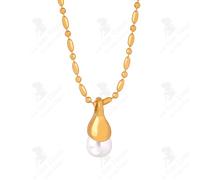 LCC® Collier pendentif perles titane acier plaqué or haute brillance lumière luxe minimaliste design de niche bijoux de mode femme