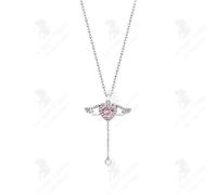 LCC® Collier pour femmes S925 Argent Moving Little Wings Collier Cupid's Heart Zircon Pendant Designs Love Angel Collarbone Chain