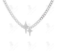 LCC® Colliers pour femmes Collier double étoile rayonnante Chaîne de collier Hip Hop quadruple étoile manchonnée tendance
