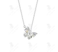 LCC® Ladies Necklace S925 Sterling Silver Butterfly Necklace Women Drilling Light Luxury Premium Feeling Collarbone Chain