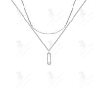 LCC® Ladies Necklace Smile Bend Double Layer Necklace S925 Sterling Silver Fashion Light Luxury Premium Feeling Collarbone Chain