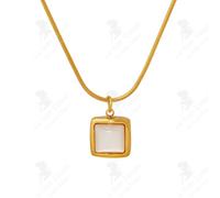 LCC® Pendentif coquillage blanc carré Collier Niche Design Titanium Steel Plated 18K Gold Round Snake Chain Jewellery