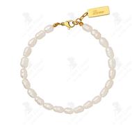 LCC® Pendentif en titane plaqué or 18K avec des lettres anglaises et un signe carré Bracelet en perles d'eau douce Bijoux de main