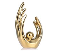 LCCCK 31cm de Haut Statue Abstraite Plaquée Or - Sculpture Moderne en Céramique pour Intérieur, Salon, Centre de Table, Bureau, pour Mariage, Anniversaire, Pendaison de Crémaillère
