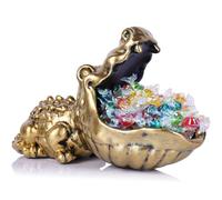 LCCCK Bol à bonbons en forme de crocodile, bol amusant pour table d'entrée, sculpture dorée à grande bouche, bol à bonbons hippopotame animal bizarre - pour entrée de bureau, décoration de table