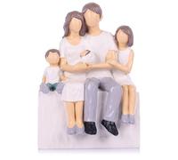 LCCCK Figurine sculptée de la Famille de 4 Personnes Peinte à la Main, Cadeau 2025 pour Les Parents, Famille de 4, Cadeaux pour Nouvelle Maman, Papa, Fils, Fille