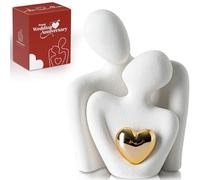 LCCCK Mini figurine moderne en céramique avec cœur - Statue d'amour abstraite et sculpture décorative pour salon, chambre à coucher, table ou étagère - Cadeau d'anniversaire, de Saint-Valentin ou de