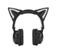 LCCEERD Casque de jeu BT5.0, stéréo avec microphone pour smartphone, tablette, ordinateur portable, TV, lecteurs de musique, 7 couleurs LED oreilles de chat pour fille, amateur de chat (Noir)