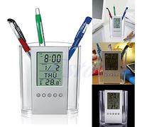 LCD Digital Alarm Work Bureau Crayon Stra Solder Organisateur Thermomètre Thermomètre Calendrier Organisateurs