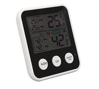 LCD Digital Display Thermometer Hygrometer, Real Time Temperature Humidity Meter, ABS Housing, 45° Adjustable Support Frame, Large Bold Fonts, (Black)