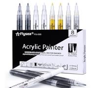 LCDGTJ Marqueurs Acryliques Dorés Argentés Noirs Blancs, 8 pièces 0,7mm Pointe Fine pour Art, Pierre, Céramique, Verre, le Bois, Tissu et le Métal, Parfait pour Artistes et Passionnés d'Artisanat