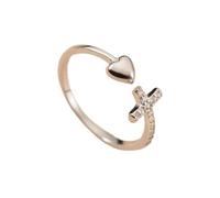 LCDIUDIU Anneau Argent 925,Bague Croix Cœur De Jésus pour Femmes Et Filles, Anneau En Oxyde De Zirconium, Ouvert, Réglable, Déclaration, Amulette, Bijoux, Amour De Dieu, Cadeaux pour Adolescents