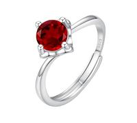 LCDIUDIU Anneau Argent 925,Bague De Fiançailles En Argent Avec Solitaire Taille Brillant De 5 Mm/6 Mm pour Femme, Anneau Infini Réglable, Promesse D'Anniversaire, Alliance En Rubis De 6 Mm