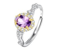 LCDIUDIU Anneau Argent 925,Bague De Fiançailles Solitaire En Argent Avec Topaze, Améthyste, Citrine Et Rubis, Pierre De Naissance, Alliance Infinie, Cadeau pour Elle, Améthyste