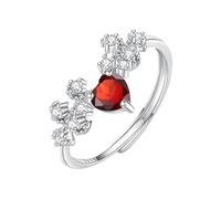 LCDIUDIU Anneau Argent 925,Bague De Fiançailles Solitaire En Forme De Cœur Avec Topaze Naturelle, Améthyste Et Rubis pour Femme, Anneau Réglable En Zircone Cubique, Idéal pour Un Anniversaire O
