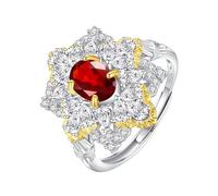 LCDIUDIU Anneau Argent 925,Bague En Argent Avec Topaze/Rubis Bleu Ciel Véritable Et Pierre Précieuse Naturelle De Taille Ovale pour Femme, Anneau De Fleur, Déclaration, Cocktail, Éternité, Cade
