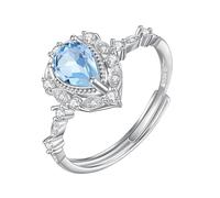 LCDIUDIU Anneau Argent 925,Bague En Saphir Naturel Taille Poire pour Femme, Anneau Torsadé En Argent, ring Réglable En Oxyde De Zirconium, Bague De Fiançailles, Mariage, De Promesse pour Sa Top