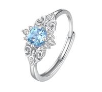LCDIUDIU Anneau Argent 925,Bague Solitaire En Pierre Précieuse Naturelle Taille Brillant pour Femme, Anneau En Argent Avec Nœud Celtique En Forme De Cœur, Réglable, pour Anniversaire Mariage, Fi