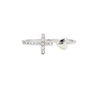 LCDIUDIU Anneau Argent 925 Femme,Bague Croix Cœur De Jésus pour Femmes Et Filles, Anneau En Oxyde De Zirconium, Ouvert, Réglable, Déclaration, Amulette, Bijoux, Amour De Dieu, Cadeaux pour Adole