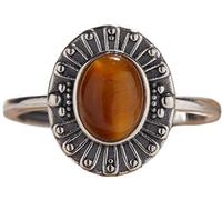LCDIUDIU Anneau Argent 925 Femme,Bague D'Anxiété En Véritable Pierre D'Œil De Tigre pour Hommes Et Femmes, Bande De Déclaration En Argent, Pierre Précieuse Naturelle, Faite À La Main, Promess