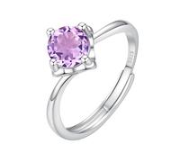LCDIUDIU Anneau Argent 925 Femme,Bague De Fiançailles En Pierre Précieuse Solitaire Taille Brillant De 5 Mm/6 Mm pour Femme, Anneau Infini En Argent, Réglable, Promesse D'Anniversaire, Alliance