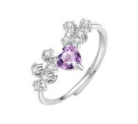 LCDIUDIU Anneau Argent 925 Femme,Bague De Fiançailles Solitaire En Forme De Cœur Avec Topaze Naturelle, Améthyste Et Rubis pour Femme, Anneau Réglable En Zircone Cubique, Idéal pour Un Annivers