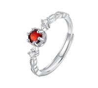 LCDIUDIU Anneau Argent 925 Femme,Bague De Fiançailles Solitaire En Topaze Améthyste Citrine Rubis Naturelle Taille Ronde pour Femme, Anneau Infini En Oxyde De Zirconium, Alliance Halo Empilable En