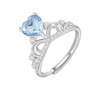 LCDIUDIU Anneau Argent 925 Femme,Bague De Fiançailles Solitaire En Topaze Améthyste Rubis Naturelle En Forme De Cœur pour Femme, Anneau Réglable Avec Nœud En Zircone Cubique, Promesse Mariage p