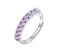 LCDIUDIU Anneau Argent 925 Femme,Bague Demi Éternité En Topaze Citrine Rubis Naturelle pour Femme, Plaquée Or 14 Carats, Pierre Précieuse Ronde, Alliance Diamant Simulé, Alliance De Mariage pou