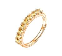 LCDIUDIU Anneau Argent 925 Femme,Bague Demi Éternité En Topaze Citrine Rubis Naturelle pour Femme, Plaquée Or 14 Carats, Avec Pierres Précieuses Rondes, Bague De Promesse Mariage En Diamant Simu