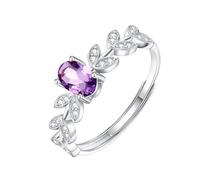 LCDIUDIU Anneau Argent 925 Femme,Bague En Saphir Naturel Taille Ovale pour Femme, Pierre De Naissance En Argent, ring Réglable pour Mariage, Fiançailles, Promesse, Cadeau pour Elle, Améthyste