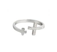 LCDIUDIU Anneau Argent 925 Femme,Bague Ouverte En Forme De Croix pour Femme, En Oxyde De Zirconium, Ajustable, Empilable, Idéale pour Les Fiançailles, L'Éternité, Le Mariage, Avec Boîte